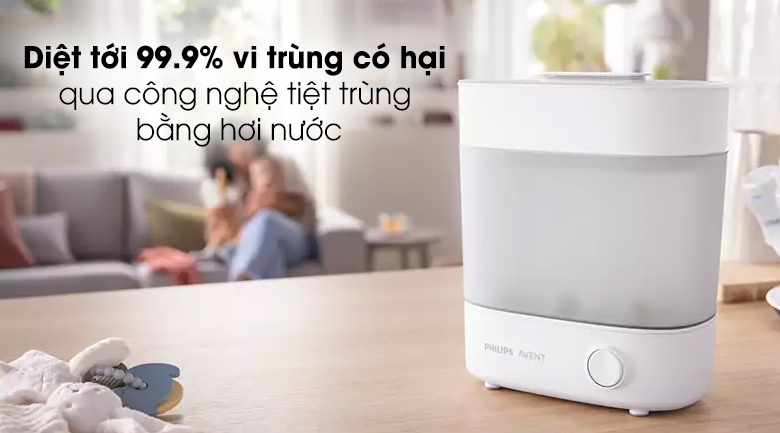 Máy tiệt trùng bình sữa 3 trong 1 Philips Avent SCF291.00 - Diệt tới 99.9% vi trùng có hại qua công nghệ tiệt trùng bằng hơi nước