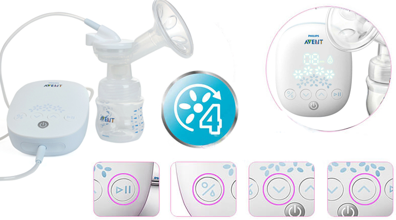 Massage kích sữa và hút nhiều chế độ - Máy hút sữa bằng điện đơn Philips Avent SCF301/01