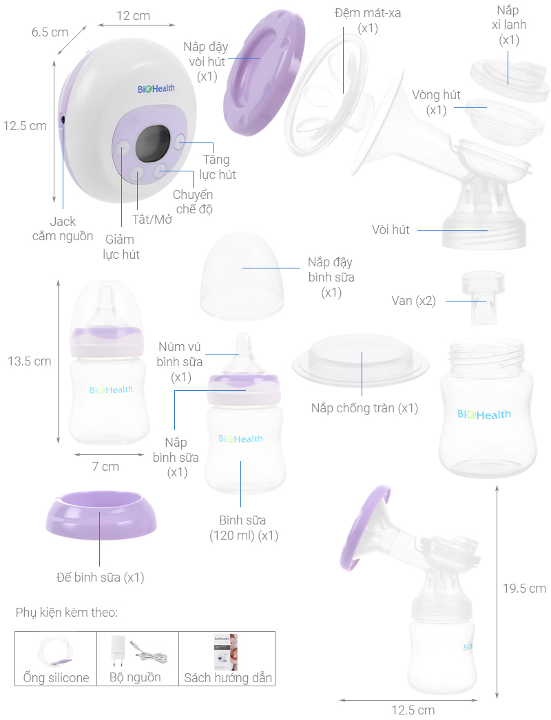 Phụ kiện máy hút sữa biohealth tại quy nhơn