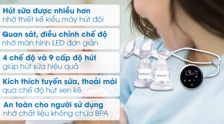 Máy hút sữa điện đôi BioHealth IE Basic