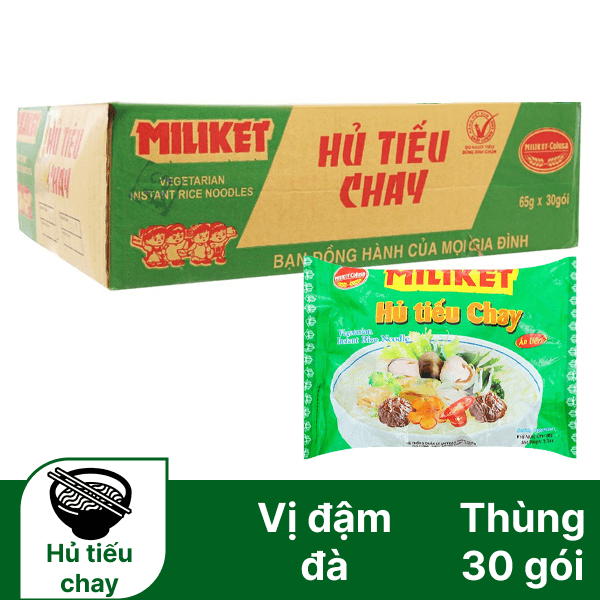 Thùng 30 gói hủ tiếu chay Miliket 65g