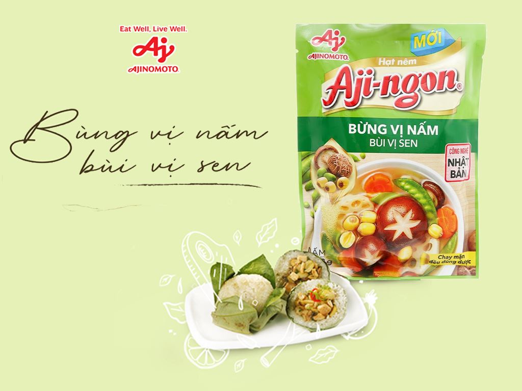 Hạt nêm nấm hương, hạt sen Aji-ngon gói 200g 2