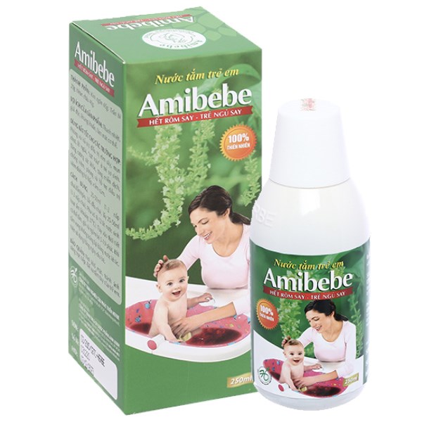 Nước tắm thảo dược Amibebe kháng khuẩn, ngừa rôm sảy chai 250ml