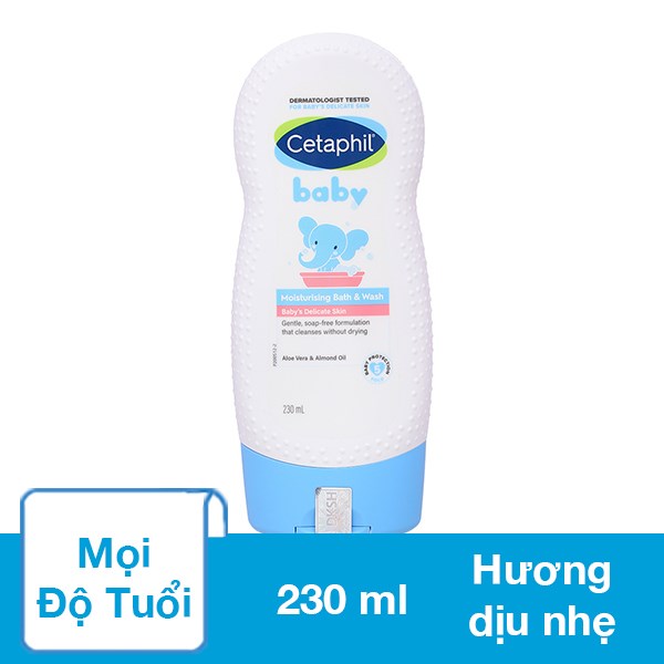 Sữa Tắm Cho Bé Cetaphil Baby Moisturizing Bath & Wash Hương Dịu Nhẹ 230 Ml (Mọi Độ Tuổi) - Giao Bao Bì Ngẫu Nhiên