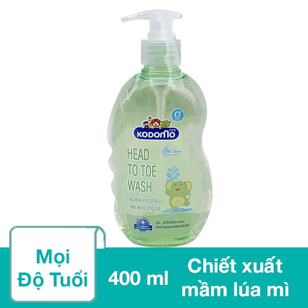 Dầu Tắm & Gội 2In1 Cho Bé Kodomo Chiết Xuất Mầm Lúa Mì 400 Ml (Mọi Độ Tuổi)