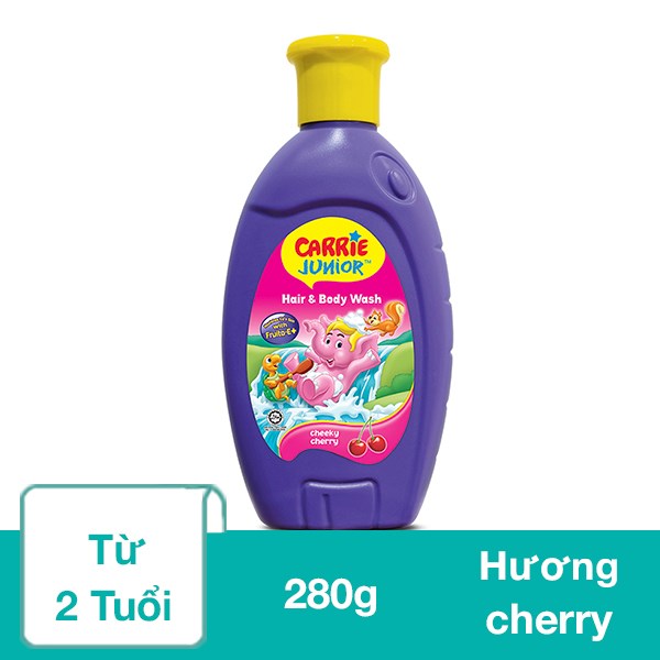 Sữa Tắm & Gội 2In1 Cho Bé Carrie Junior Hương Cherry 280G (Từ 2 Tuổi)