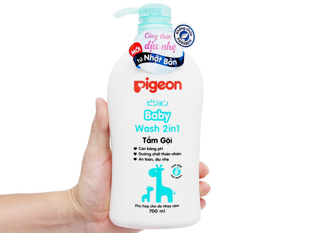 Tắm gội toàn thân cho bé Pigeon chiết xuất Jojoba 700ml 7