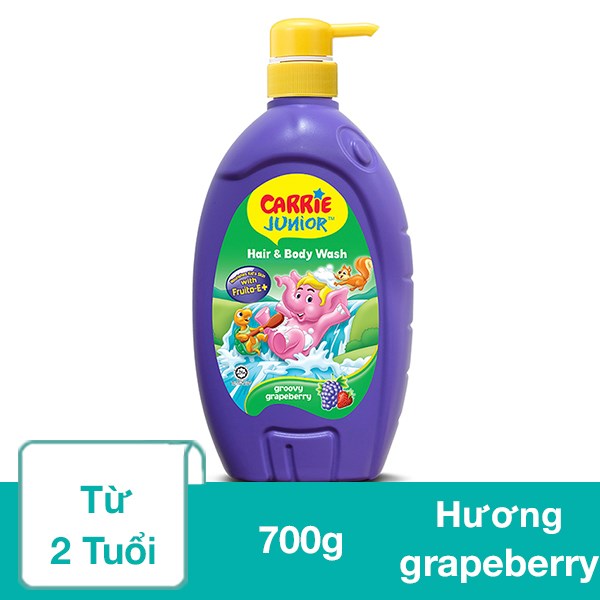 Sữa Tắm & Gội 2In1 Cho Bé Carrie Junior Hương Grapeberry 700G (Từ 2 Tuổi)