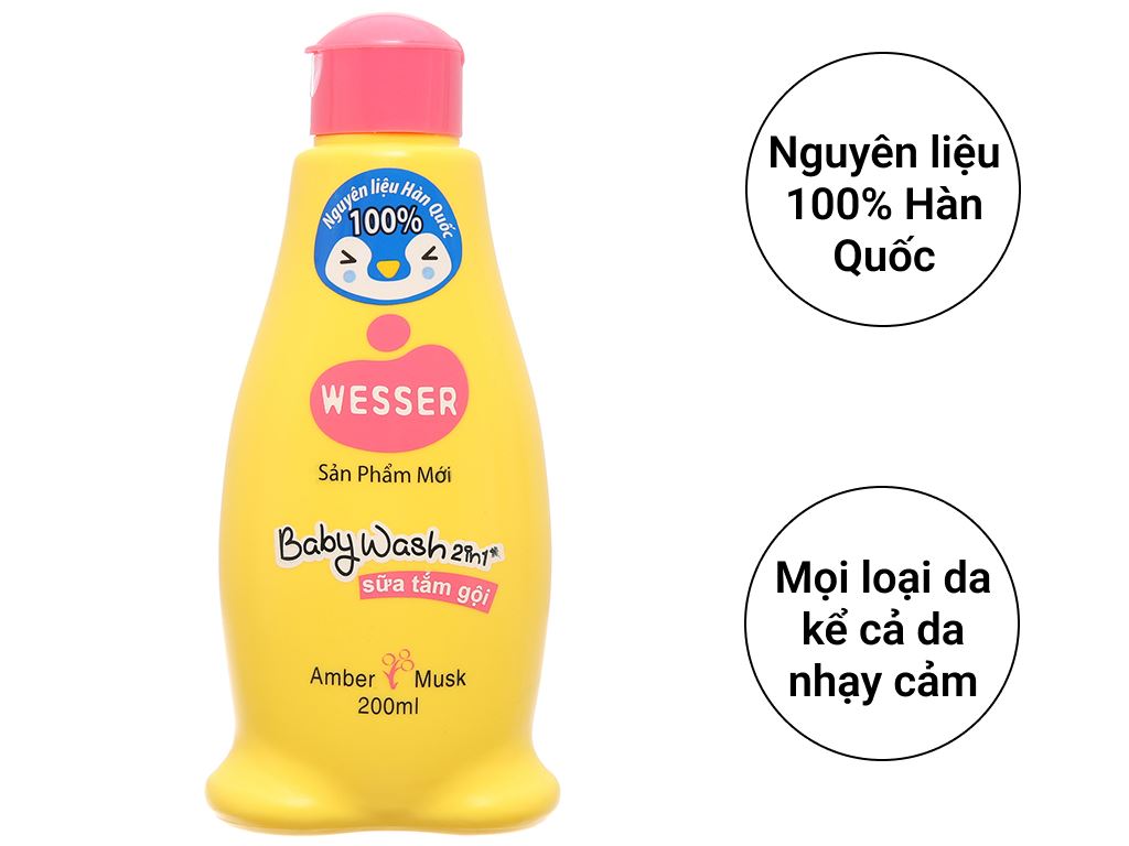 Tắm gội toàn thân cho bé Wesser Amber Musk hổ phách xạ hương 200ml 2