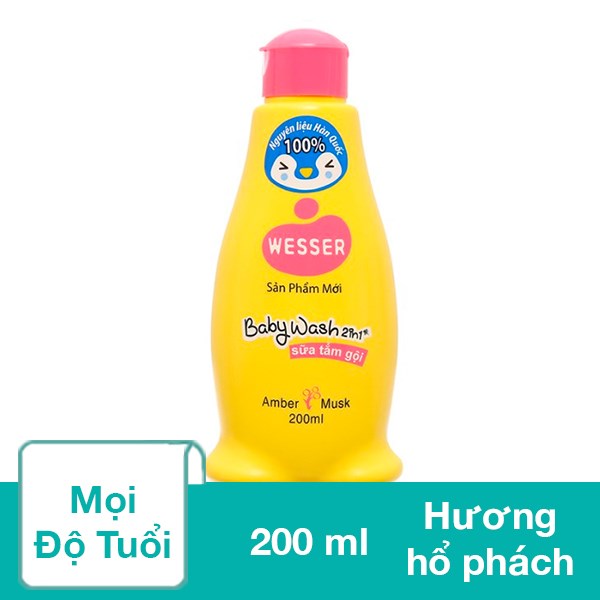 Sữa Tắm & Gội 2In1 Cho Bé Wesser Hương Hổ Phách 200 Ml (Mọi Độ Tuổi)