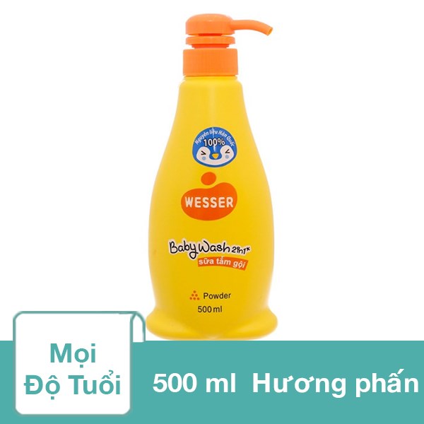 Sữa Tắm & Gội 2In1 Cho Bé Wesser Hương Phấn 500 Ml (Mọi Độ Tuổi)