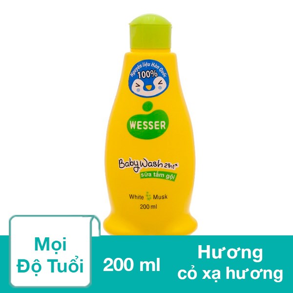 Sữa tắm gội cho bé Wesser cỏ xạ hương 200 ml an toàn, dịu nhẹ - AVAKids.com