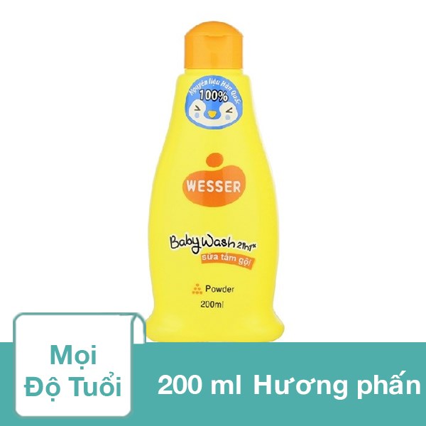 Sữa Tắm & Gội 2In1 Cho Bé Wesser Hương Phấn 200 Ml (Mọi Độ Tuổi)