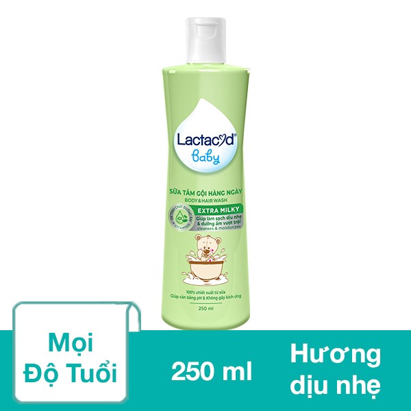 Sữa Tắm & Gội 2In1 Cho Bé Lactacyd Extra Milky Hương Dịu Nhẹ 250 Ml (Mọi Độ Tuổi)