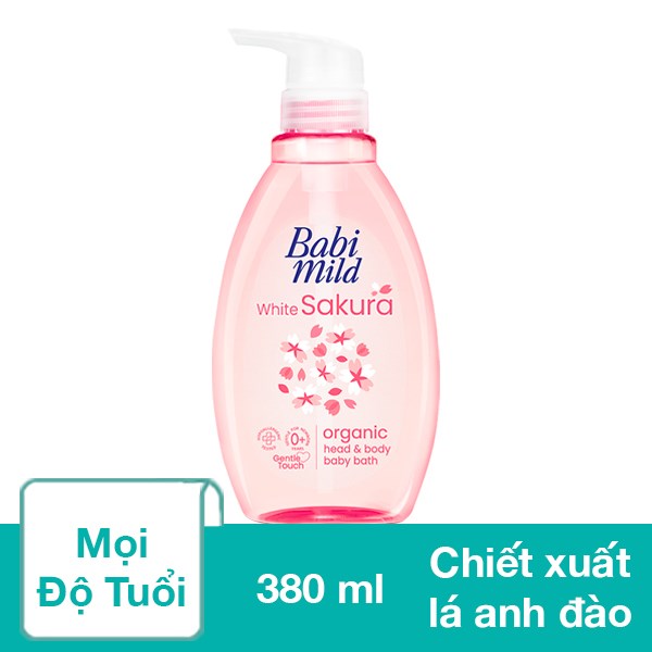 Sữa Tắm & Gội 2In1 Cho Bé Babi Mild White Sakura Chiết Xuất Lá Anh Đào 380 Ml (Mọi Độ Tuổi)