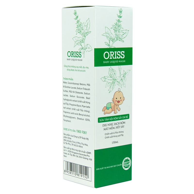 Sữa tắm & gội rôm sảy 2in1 cho bé Oriss chiết xuất lá trầu và húng quế 150 ml (0 - 6 tuổi) 3