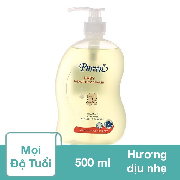 Sữa Tắm & Gội 2In1 Cho Bé Pureen Pro Vitamin B5 & Vitamin E Hương Dịu Nhẹ 500 Ml (Mọi Độ Tuổi)