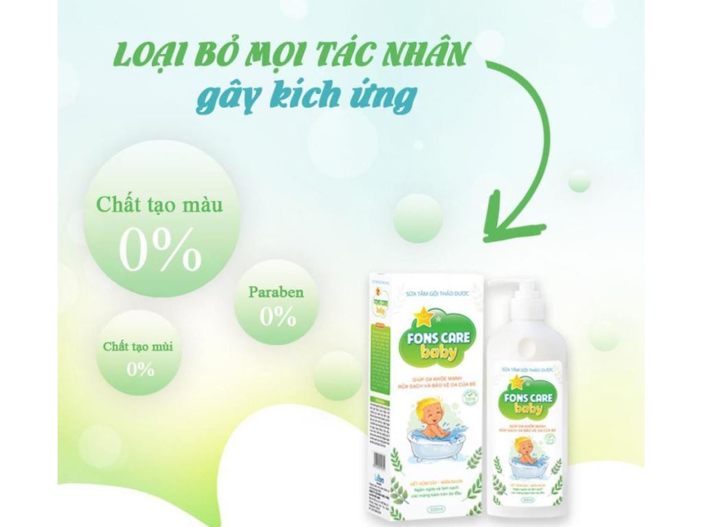 Sữa tắm gội Fons Care Baby thảo dược 300ml 2