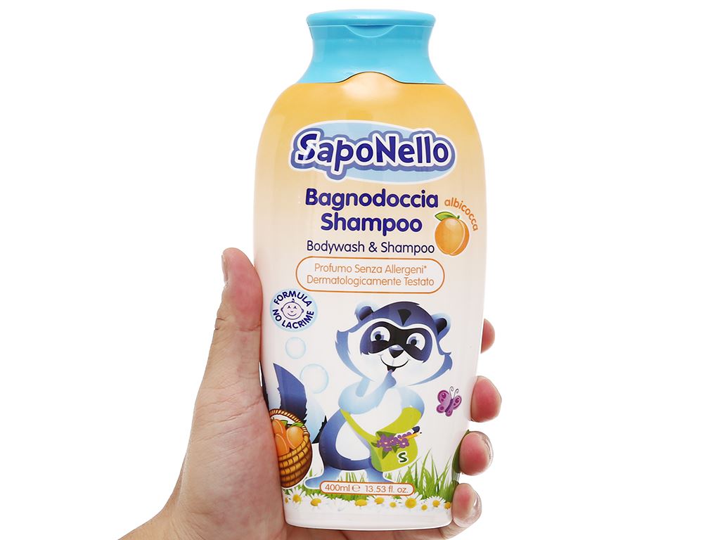 Sữa tắm gội SapoNello trẻ em hương quả mơ 400ml 6