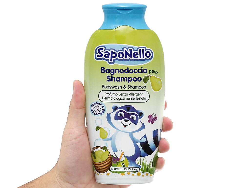 Sữa tắm gội SapoNello trẻ em hương quả lê 400ml 5