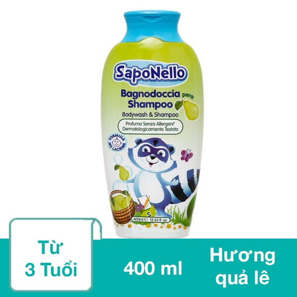 Sữa tắm & gội 2in1 cho bé SapoNello hương quả lê 400 ml (từ 3 tuổi) - AVAKids.com