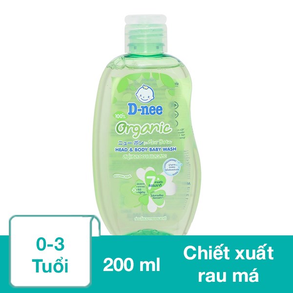 Dầu Tắm & Gội 2In1 Cho Bé D - Nee Organic Chiết Xuất Rau Má 200 Ml (0 - 3 Tuổi)