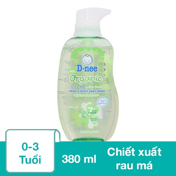 Dầu Tắm & Gội 2In1 Cho Bé D - Nee Organic Chiết Xuất Rau Má 380 Ml (0 - 3 Tuổi)