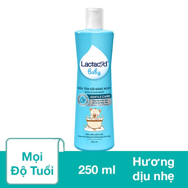 Sữa Tắm & Gội 2In1 Cho Bé Lactacyd Gentle Care Hương Dịu Nhẹ 250 Ml (Mọi Độ Tuổi)