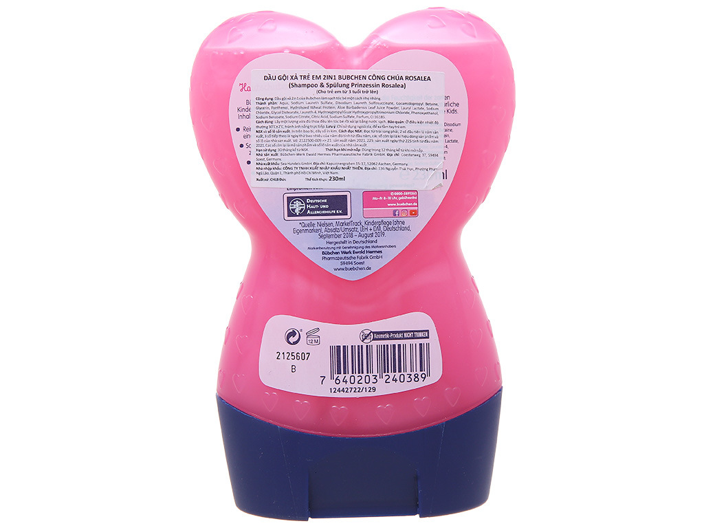 Dầu gội xả cho bé Bubchen công chúa Rosalea 230ml 3