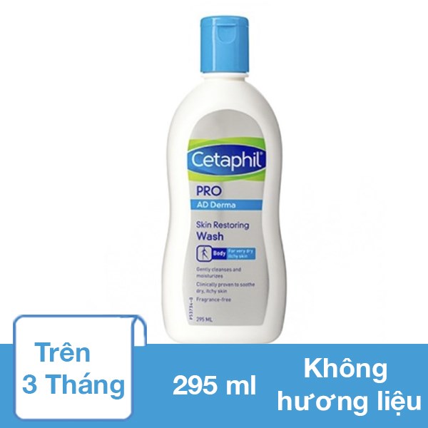 Sữa tắm cho bé Cetaphil Pro Ad Derma Wash không hương liệu 295 ml - AVAKids.com