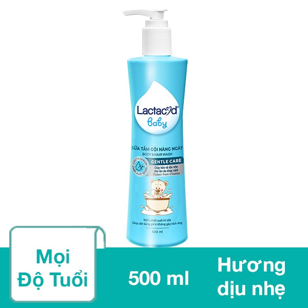 Sữa Tắm & Gội 2In1 Cho Bé Lactacyd Gentle Care Hương Dịu Nhẹ 500 Ml (Mọi Độ Tuổi)