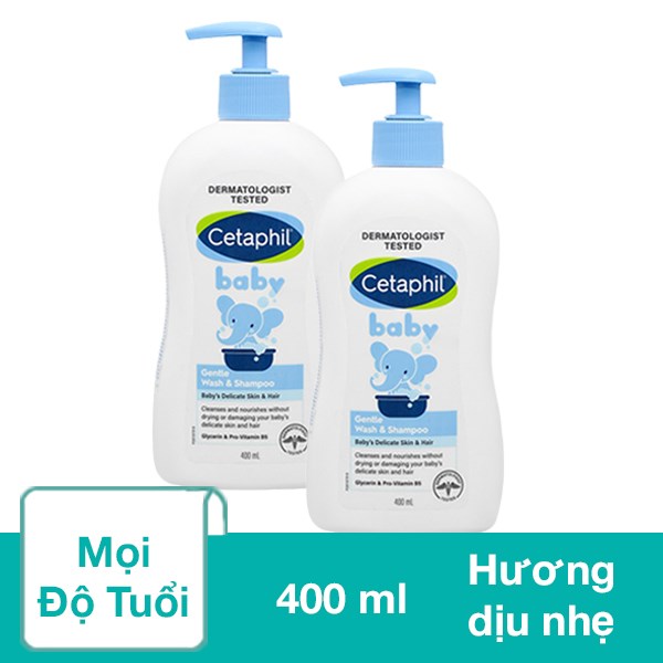 Combo 2 Sữa Tắm & Gội 2In1 Cho Bé Cetaphil Baby Gentle Hương Dịu Nhẹ 400 Ml (Mọi Độ Tuổi)