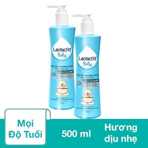 Combo 2 Sữa Tắm & Gội 2In1 Cho Bé Lactacyd Gentle Care Hương Dịu Nhẹ 500 Ml (Mọi Độ Tuổi)