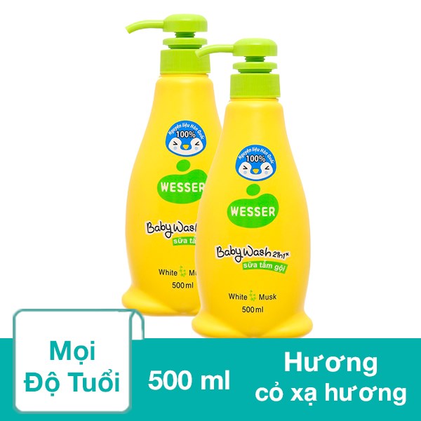 Combo 2 Sữa Tắm & Gội 2In1 Cho Bé Wesser Hương Cỏ Xạ Hương 500 Ml (Mọi Độ Tuổi)