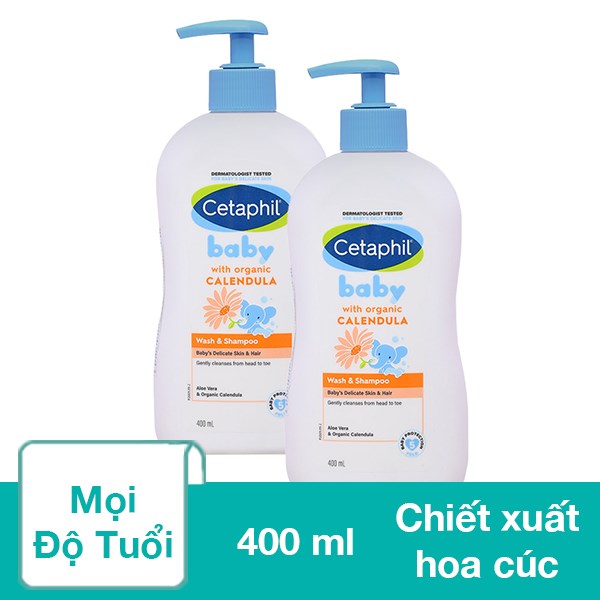 Combo 2 Sữa Tắm & Gội 2In1 Cho Bé Cetaphil Baby Chiết Xuất Hoa Cúc Hữu Cơ 400 Ml (Mọi Độ Tuổi) - Giao Bao Bì Ngẫu Nhiên