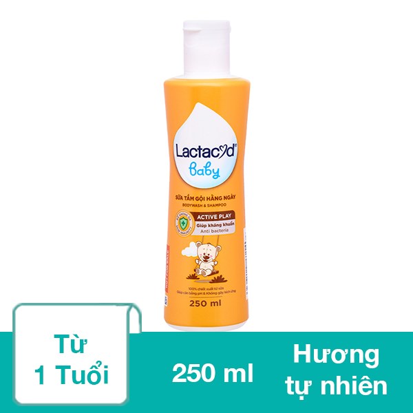 Sữa Tắm & Gội 2In1 Cho Bé Lactacyd Active Play Hương Tự Nhiên 250 Ml (Từ 1 Tuổi)