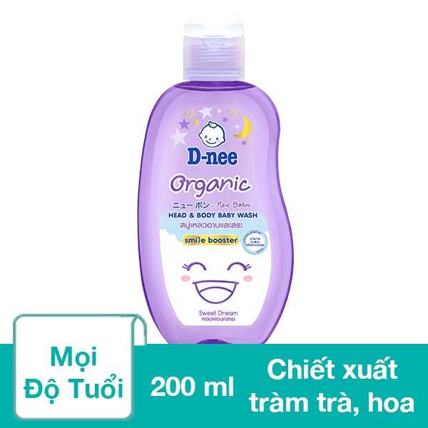 Dầu Tắm & Gội 2In1 Cho Bé D - Nee Organic Sweet Dream Chiết Xuất Tràm Trà, Hoa Oải Hương 200 Ml (0 - 3 Tuổi) - Giao Bao Bì Ngẫu Nhiên