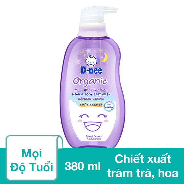 Dầu Tắm & Gội 2In1 Cho Bé D - Nee Organic Sweet Dream Chiết Xuất Tràm Trà, Hoa Oải Hương 380 Ml (0 - 3 Tuổi) - Giao Bao Bì Ngẫu Nhiên