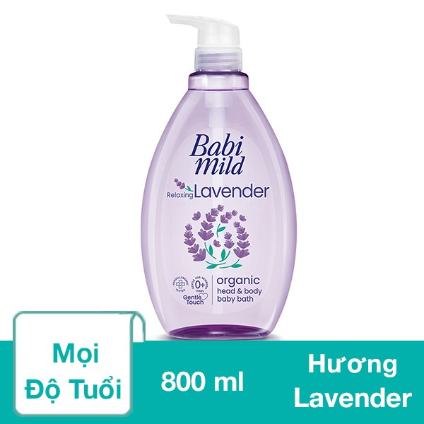 Sữa Tắm & Gội 2In1 Cho Bé Babi Mild Hương Hoa Oải Hương 800 Ml (Mọi Độ Tuổi)