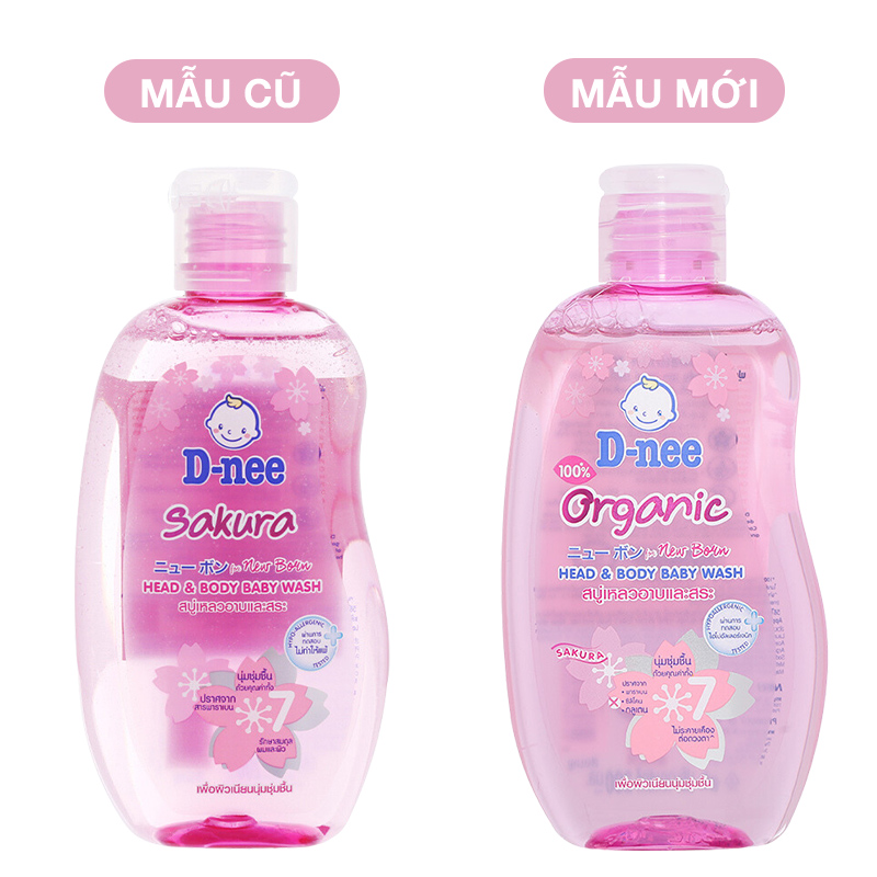 Dầu tắm & gội 2in1 cho bé D-nee Organic chiết xuất hoa anh đào 200 ml (0 - 3 tuổi) 2