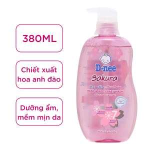 Tắm gội toàn thân cho bé D-nee Sakura hồng 380ml
