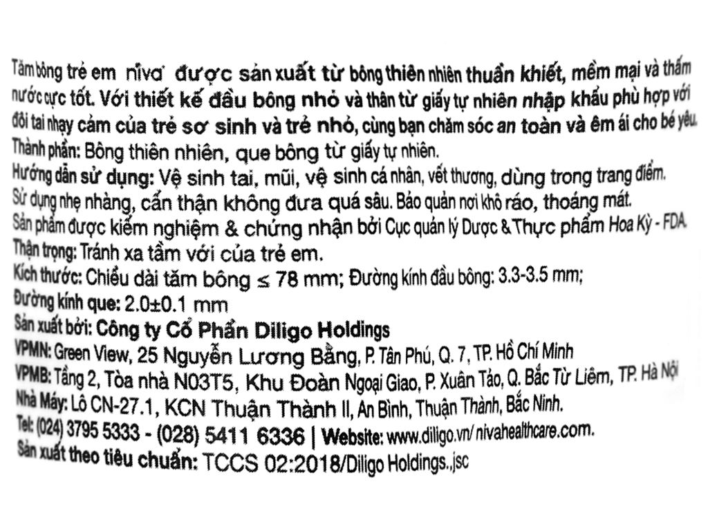 Tăm bông cho bé Niva thân giấy BH5 hộp 200 cây 3