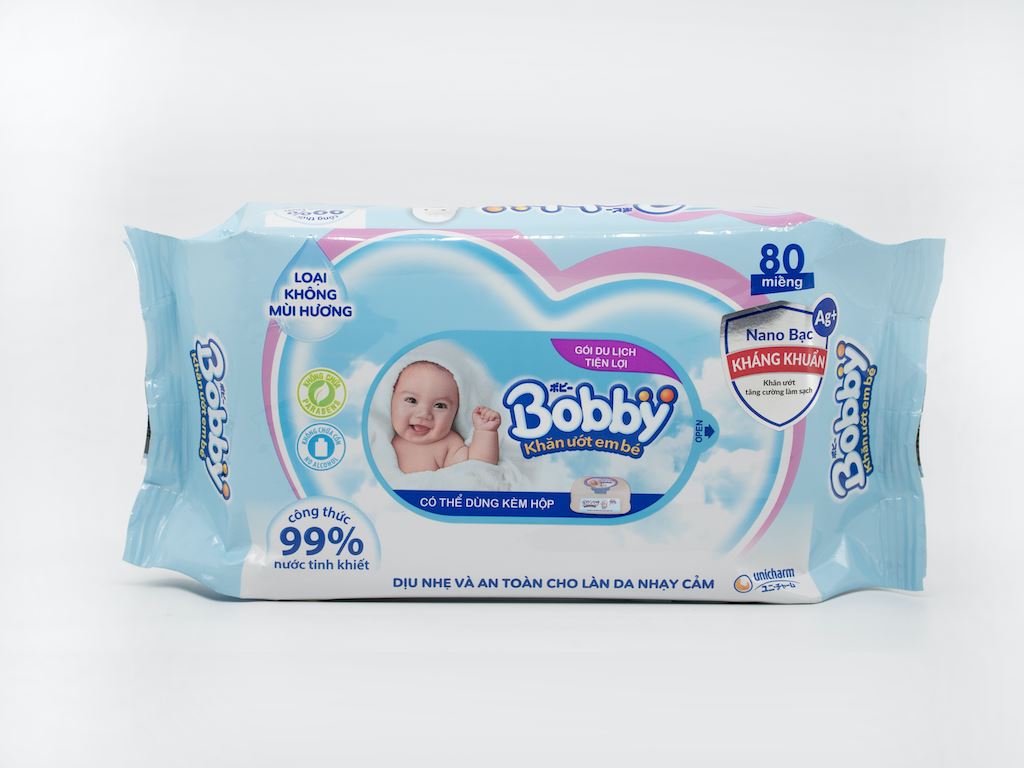 Khăn ướt em bé Bobby không mùi gói 80 miếng 6