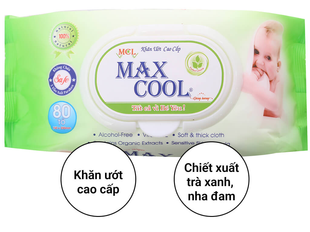 Khăn ướt em bé Max Cool không mùi gói 80 miếng 2
