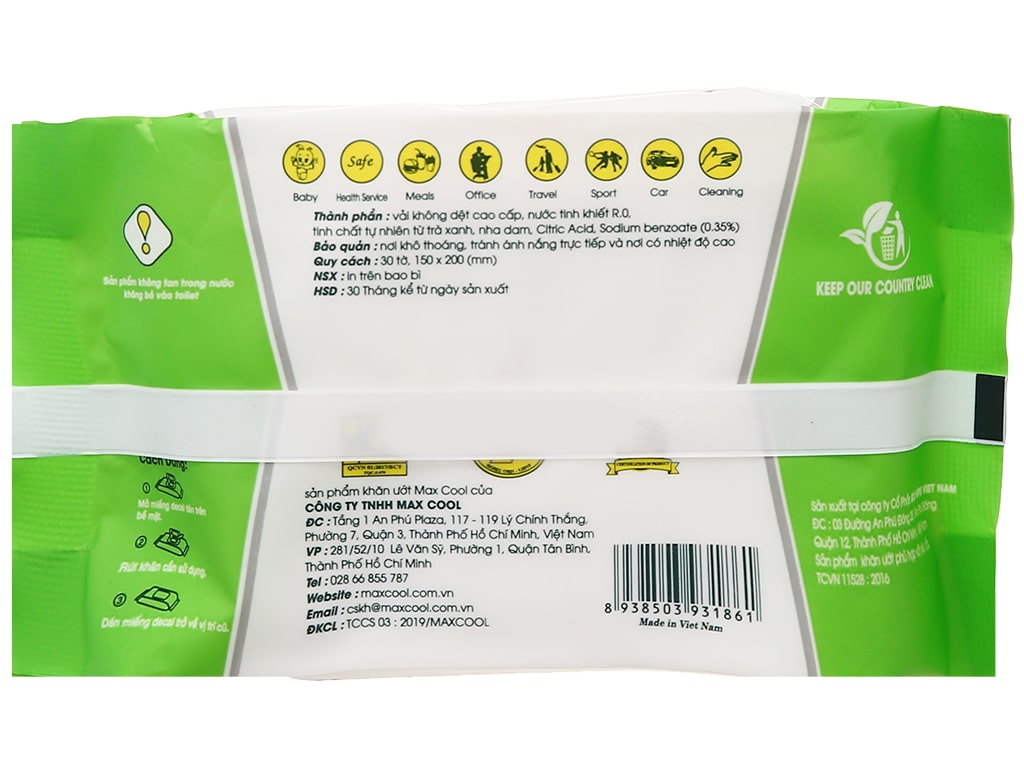 Khăn ướt em bé Max Cool không mùi gói 30 miếng 5