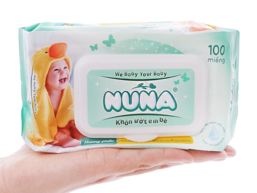 Khăn ướt em bé Nuna hương phấn thơm gói 100 miếng 5