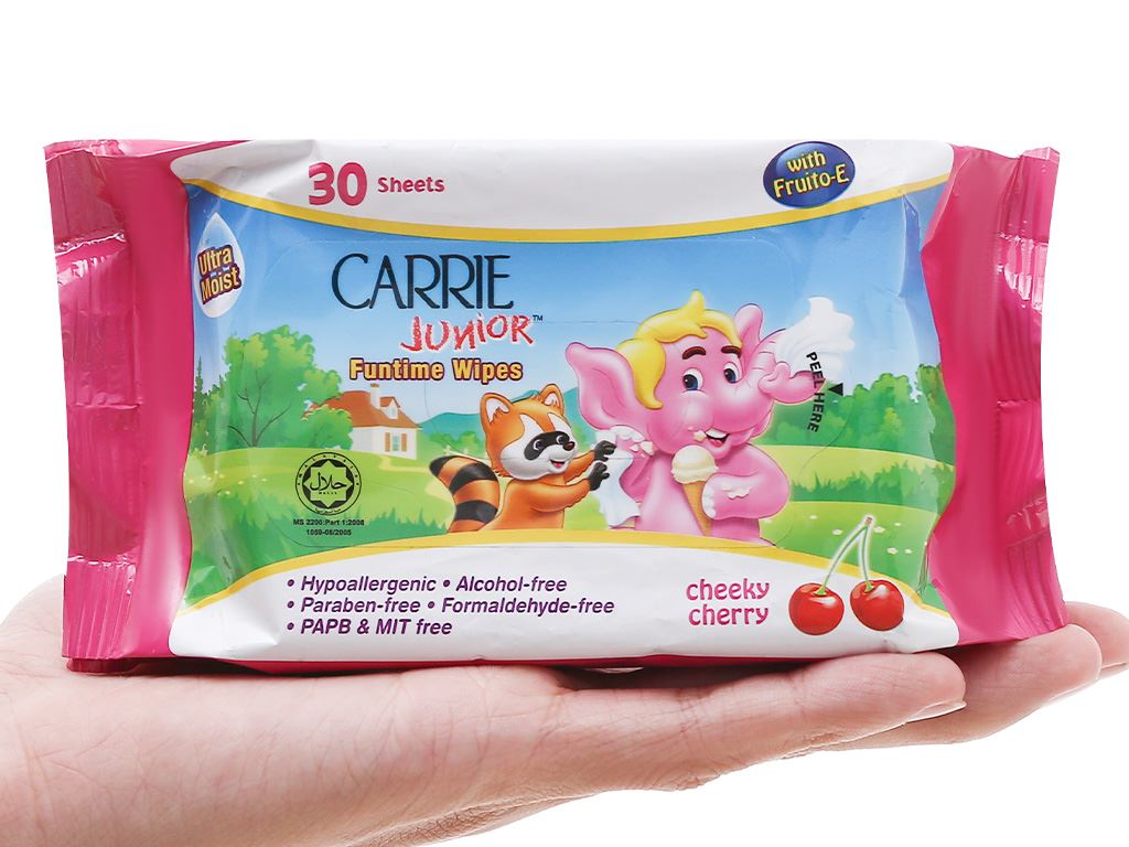 Khăn ướt Carrie Junior Funtime Cherry Hộp 30 Miếng Tại Bách Hóa XANH