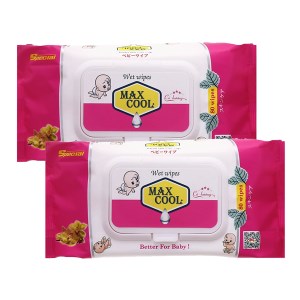 2 gói khăn ướt em bé Max Cool hương tự nhiên 80 miếng