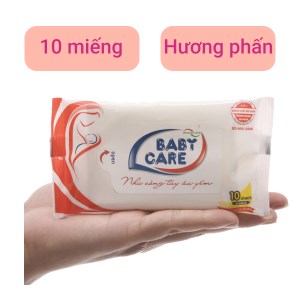 Khăn ướt em bé Baby Care hương phấn gói 10 miếng