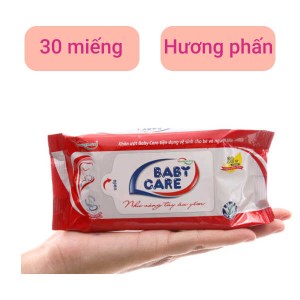 Khăn ướt em bé Baby Care hương phấn gói 30 miếng
